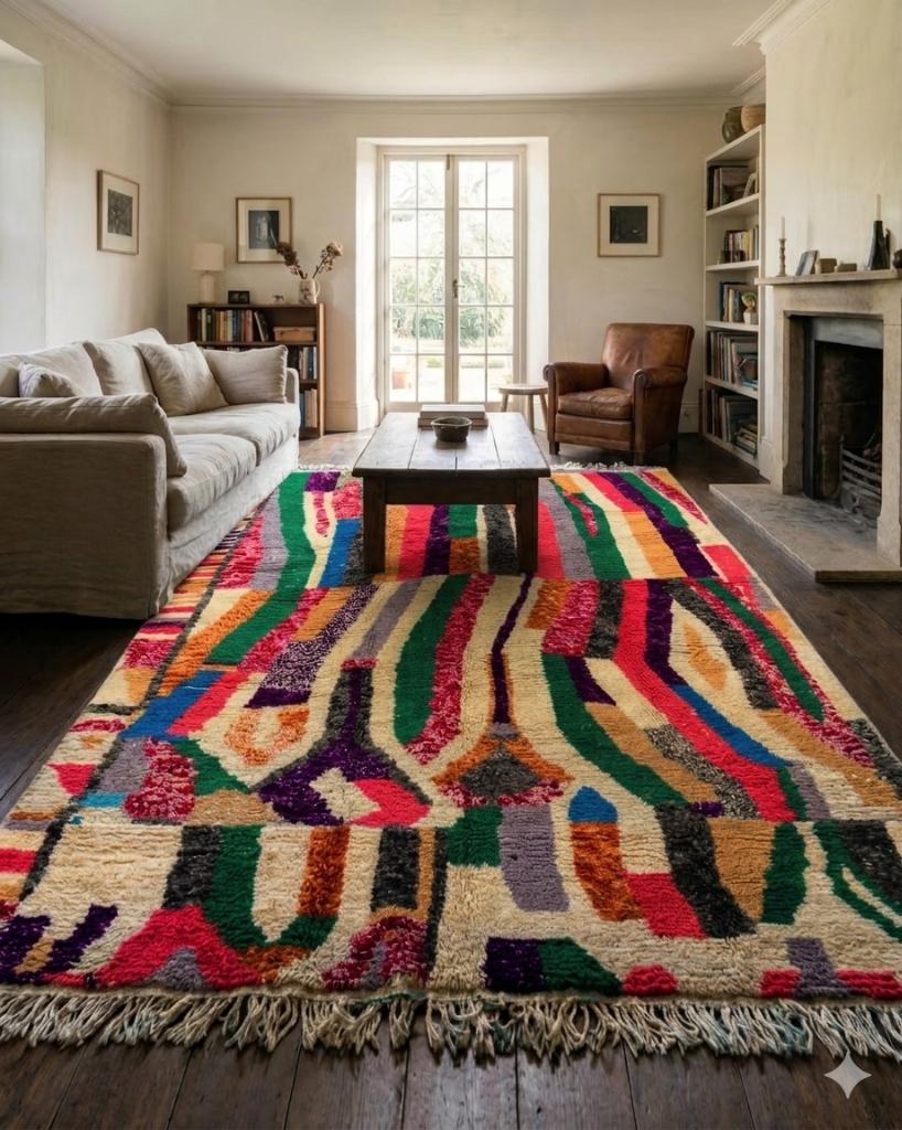 Colorful Boujaad Moroccan rug