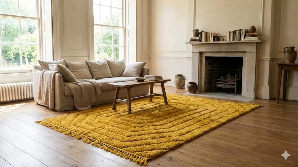 Golden Geometric Moroccan rug